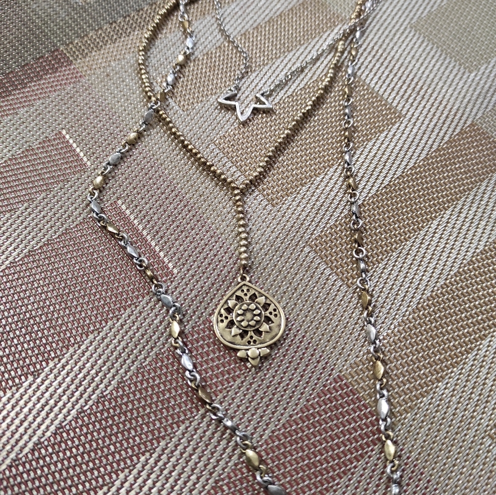 unique silver and gold 3-in-1 necklace